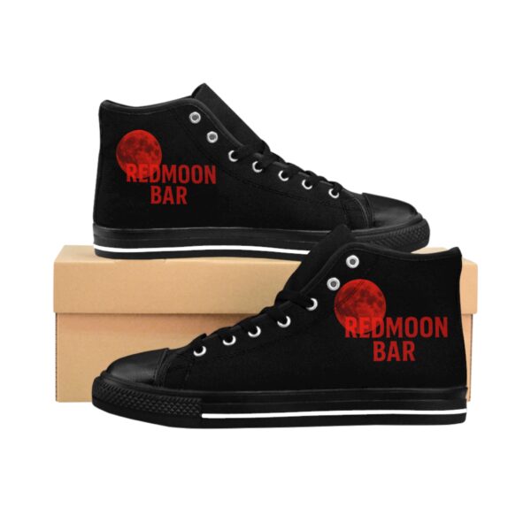 Men's Classic Sneakers with Redmoon Bar Design, Stylish High-Top Shoes, Trendy Footwear, Custom Party Sneakers, Unique Gift for Him - Image 2