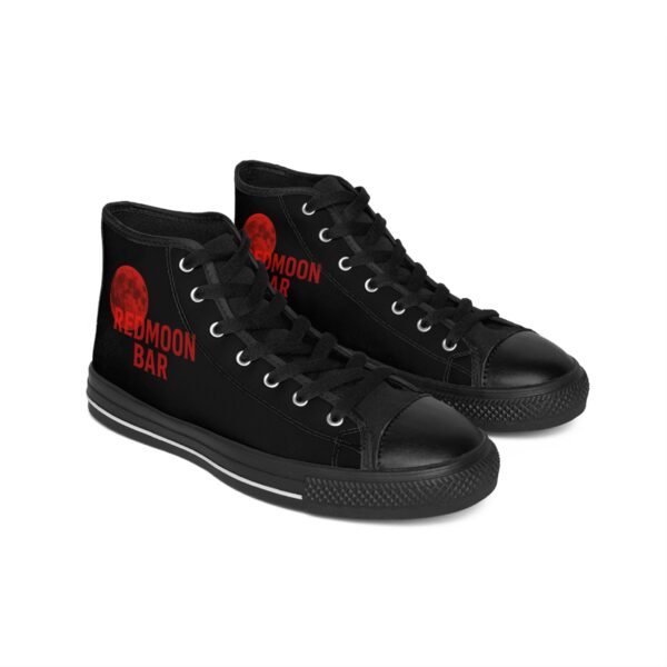 Men's Classic Sneakers with Redmoon Bar Design, Stylish High-Top Shoes, Trendy Footwear, Custom Party Sneakers, Unique Gift for Him