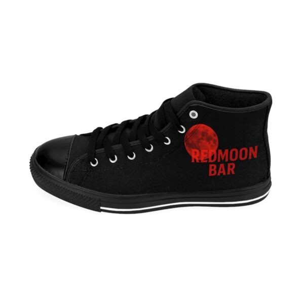 Men's Classic Sneakers with Redmoon Bar Design, Stylish High-Top Shoes, Trendy Footwear, Custom Party Sneakers, Unique Gift for Him - Image 4