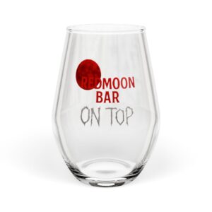 Stemless Wine Glass with Redmoon Bar Design | Perfect for Parties, Gifts, Celebrations, Home Bar Decor, Unique Drinkware